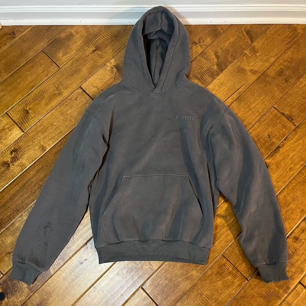 Comfrt Minimalist Hoodie Gray Size Small Oversized Sweatshirt Cozy Loungewear